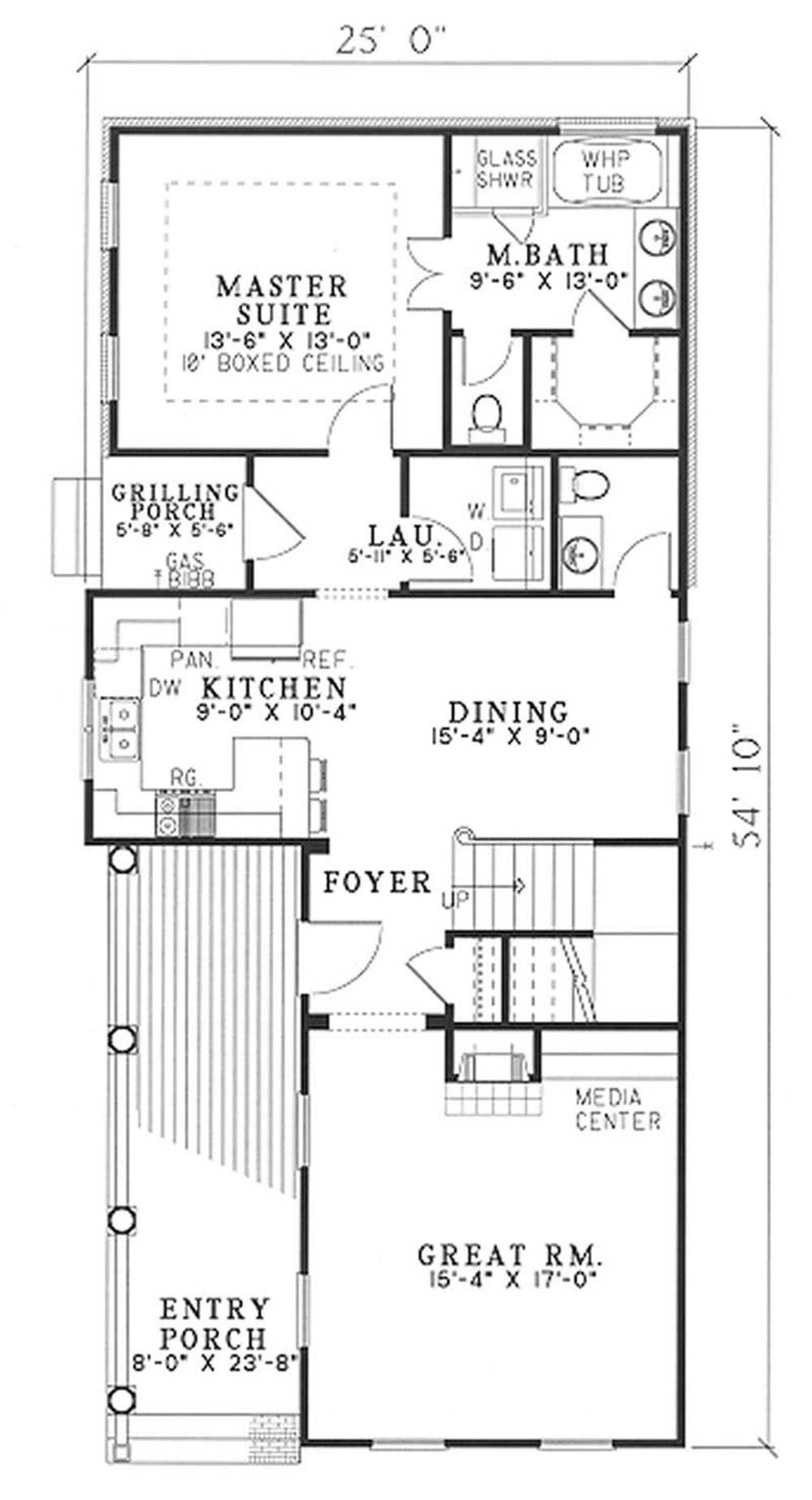 Floor Plan First Story of Colonial Plan #153-1625